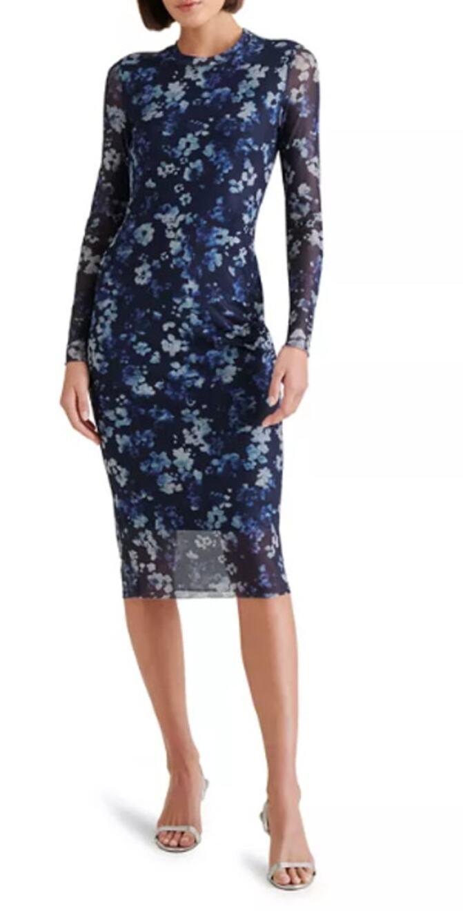 Steve Madden Women's Hailee Floral Long-Sleeve Midi Dress XS